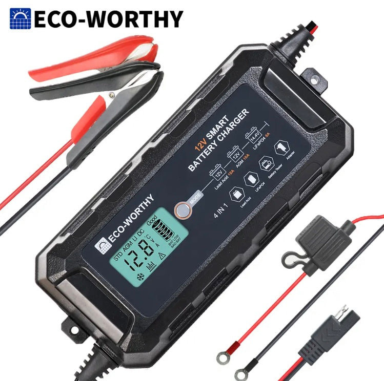 ECO-WORTHY 5Amp 12V Automatic Smart Battery Charger with LCD Display – KCD  FABRICATION LLC